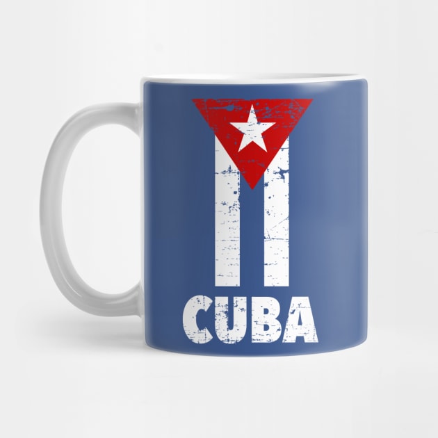 Cuban flag - Bandera de cuba - vintage grunge design by verde